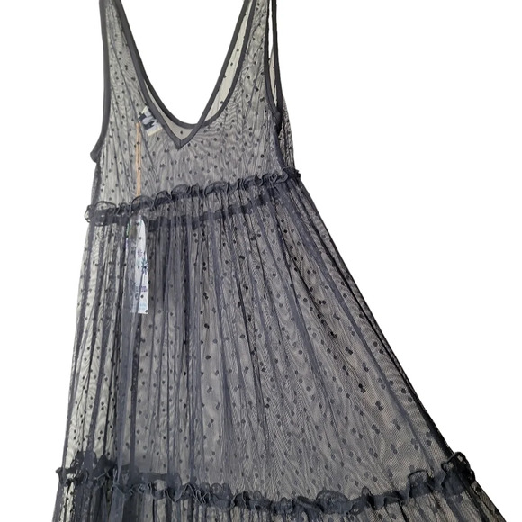 NEW Show Me Your Mumu Black XS Sheer Sleeveless Swiss Dot Maxi Dress Ruffles - Picture 8 of 15